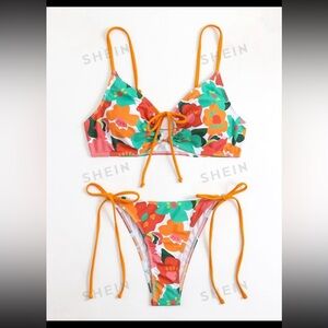 Orange pink and blue floral SHEIN bathing suit